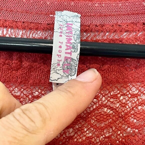 Intimately Free People Peplum Lace Tank Top Small Rust Orange Sleeveless Sheer - Picture 5 of 9